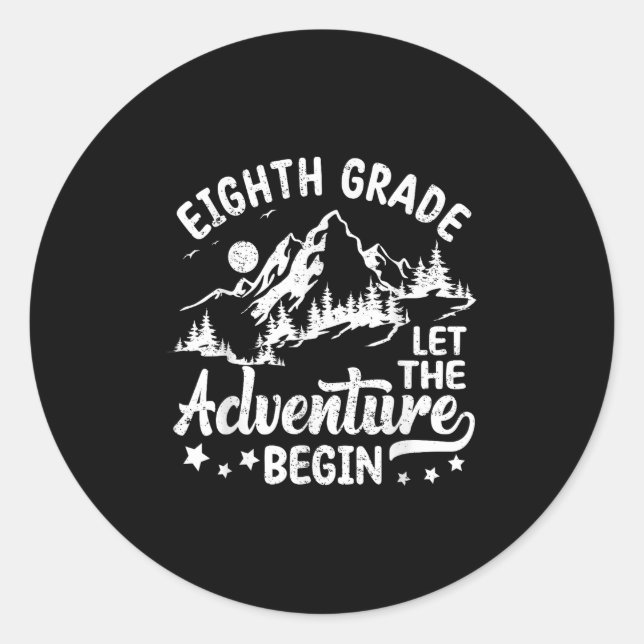Sticker Rond 8E Année Laissez L'Aventure Commencer À L'École (Devant)