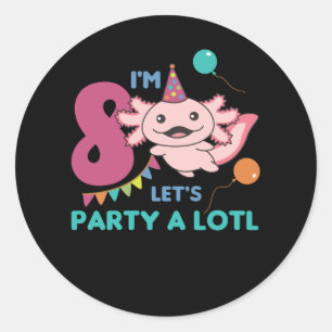 Sticker Rond 8e anniversaire Axolotl Huit ans douces Axolotls