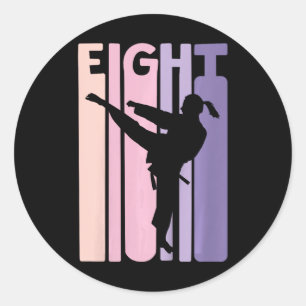 Sticker Rond 8e anniversaire Cadeau Karate Retro Taekwondo Mart