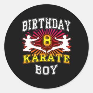 Sticker Rond 8e anniversaire garçon - Karate 8 ans enfant
