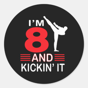 Sticker Rond 8e anniversaire Karate Cadeaux 8 ans Anniversaire