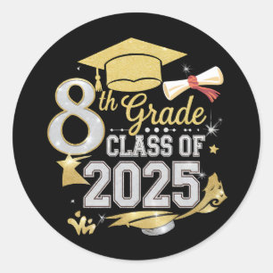 Sticker Rond 8e Classe De 2025 Graduate Graduation