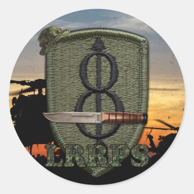 Sticker Rond 8e division d'infanterie lrrps lrp vietnam (Devant)