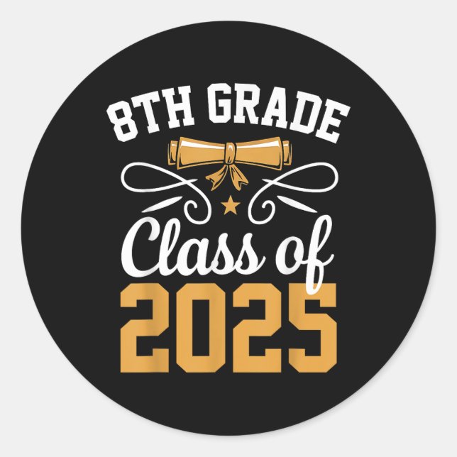 Sticker Rond 8e Grade Cl De 2025 Graduate Student School Gradu (Devant)