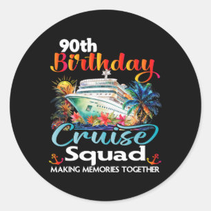 Sticker Rond 90e anniversaire de croisière Escouade amis Famill