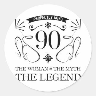 Sticker Rond 90e anniversaire pour les femmes