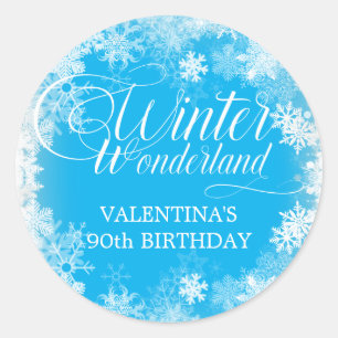 Sticker Rond 90e anniversaire Wonderland Winter Wonderland Snow