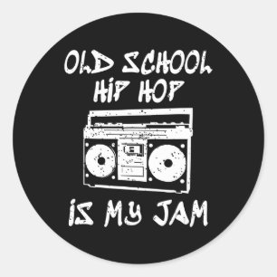 Sticker Rond 90s Hip hop Vieux École Boombox Music Lover