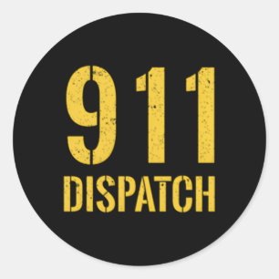 Sticker Rond 911 Ambulance Dispatcher Ligne jaune Drapeau améri