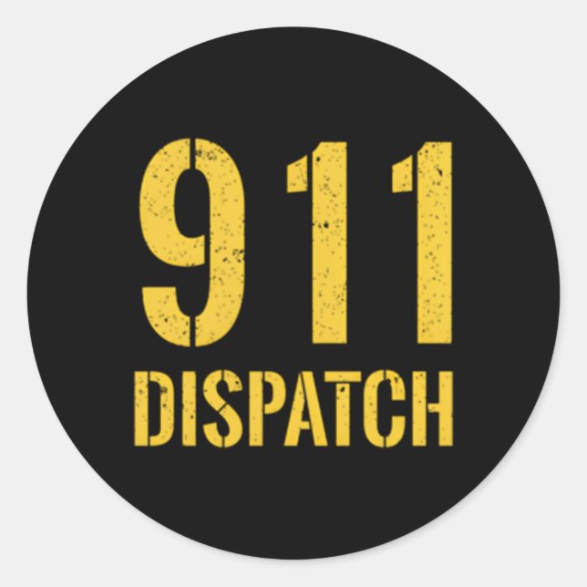 Sticker Rond 911 Ambulance Dispatcher Ligne jaune Drapeau améri (Devant)