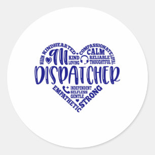 Sticker Rond 911 répartiteur, répondeur, police, mince ligne bl