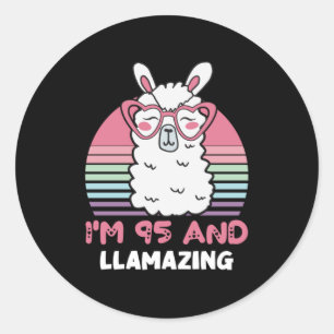 Sticker Rond 95e anniversaire Llamazing Llama 95 ans Anniversai