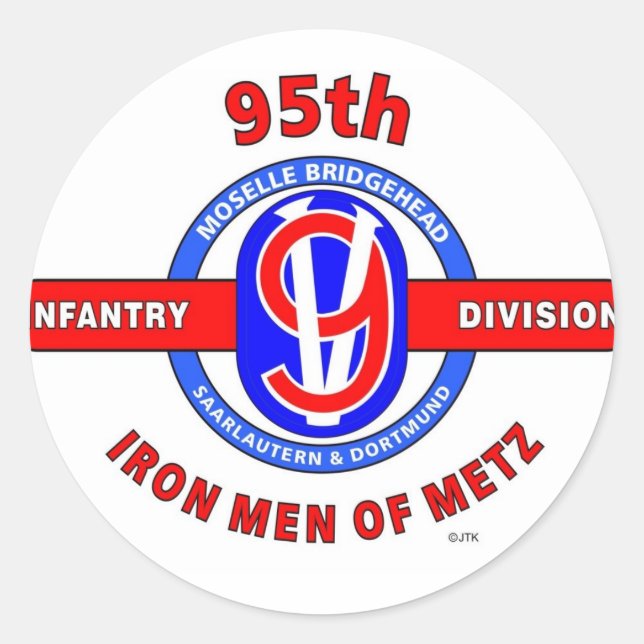 STICKER ROND 95E DIVISION D'INFANTERIE "FER HOMMES DE METZ" (Devant)