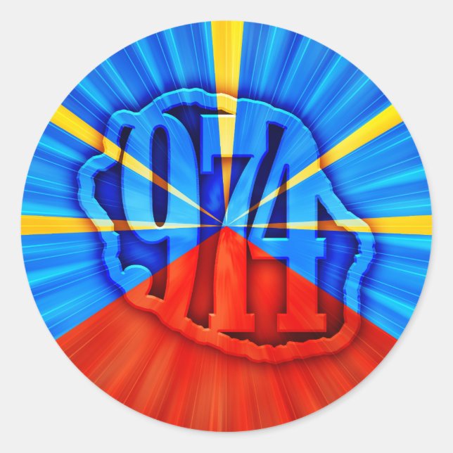 Sticker Rond 974 Ile de la Réunion - Drapeau réunionnais (Devant)