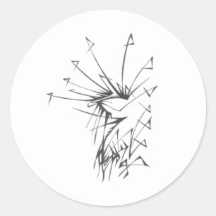 Sticker Rond 97 Art abstrait tribal noir et blanc Tatouage