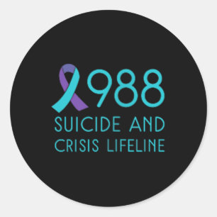 Sticker Rond 988 Chemise - Prévention du suicide 988 Chemise