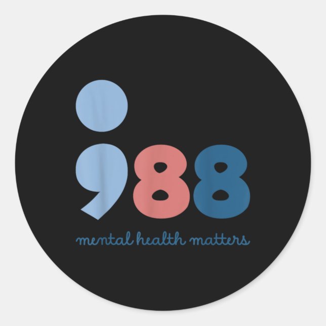 Sticker Rond 988 Mental Health S Suicide Prevention Awareness  (Devant)