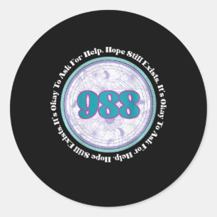 Sticker Rond 988 Prévention du suicide Il est bon de demander d