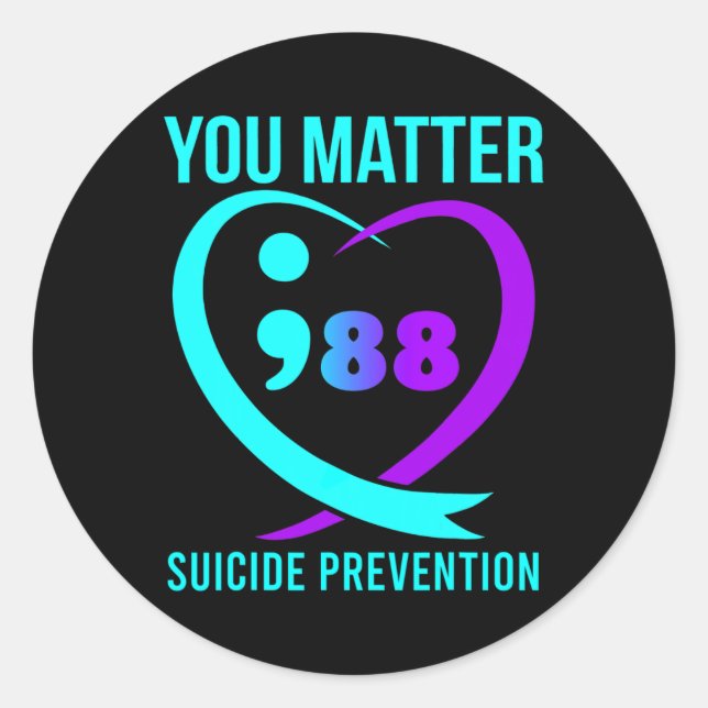 Sticker Rond 988 Sensibilisation à la prévention du suicide (Devant)