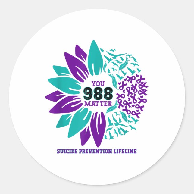 Sticker Rond 988 Sensibilisation à la prévention du suicide Sem (Devant)