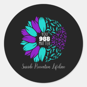Sticker Rond 988 Sensibilisation à la prévention du suicide Sem