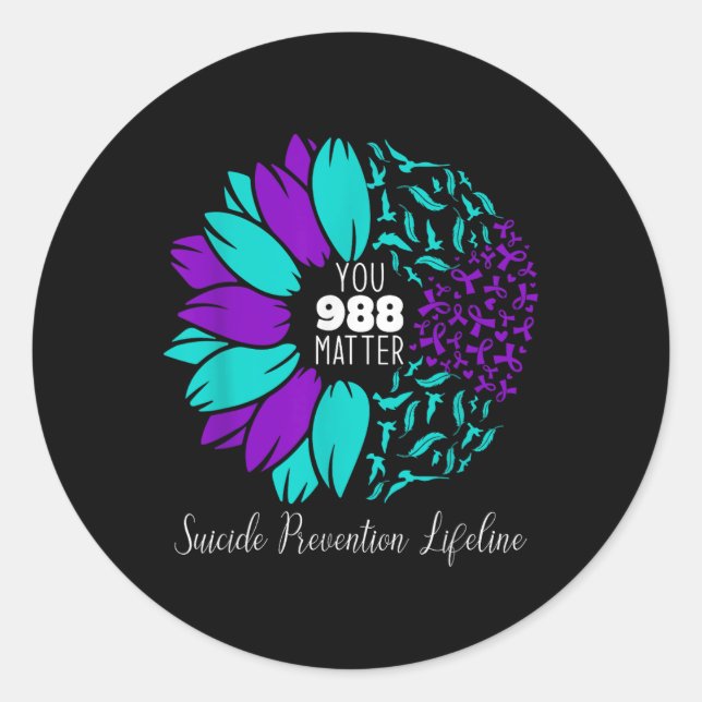 Sticker Rond 988 Sensibilisation à la prévention du suicide Sem (Devant)