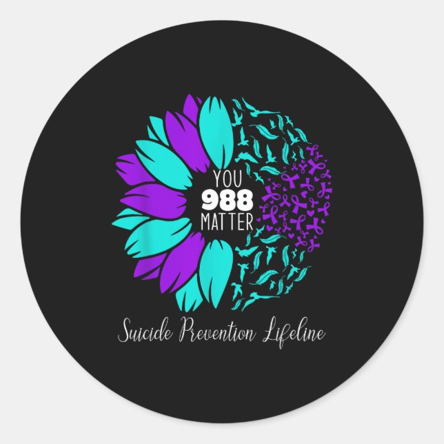 Sticker Rond 988 Suicide Prevention Awareness Semi-colon You  (Devant)