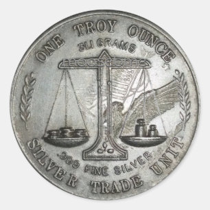 Sticker Rond .999 Un avant et dos d'argent d'once de troy