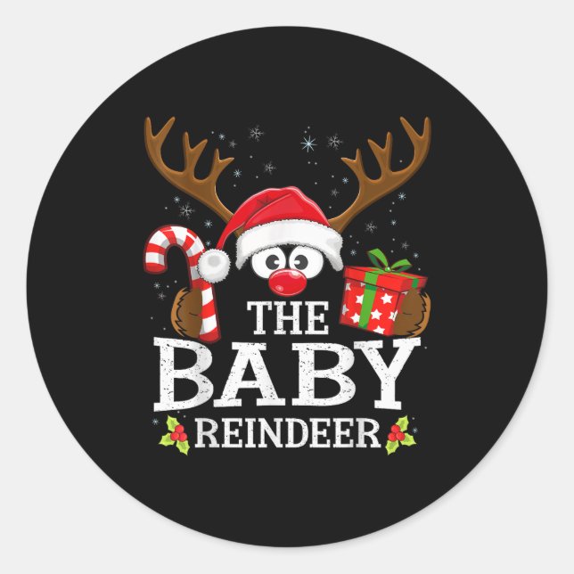 Sticker Rond 99 Matching Christmas Reindeer Squad - Uni-adults  (Devant)