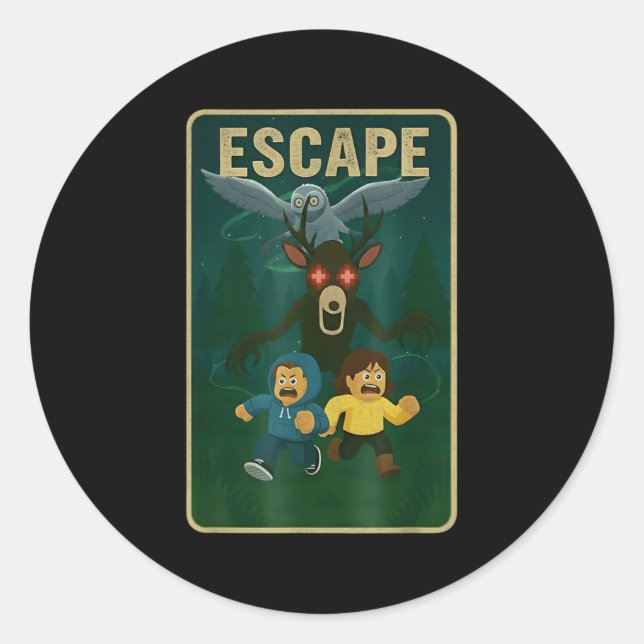 Sticker Rond 99 Nights Halloween Gamer Deer In The Forest Funny (Devant)