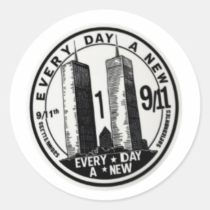 Sticker Rond 9/11 N'oubliez jamais Chaque jour un nouveau