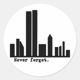 Sticker Rond 9-11 N'Oubliez Jamais NY Skyline Tshirts, Boutons