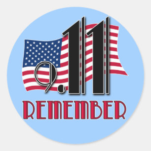 Sticker Rond 9/11 RAPPELEZ-VOUS des tee-shirts du drapeau amér
