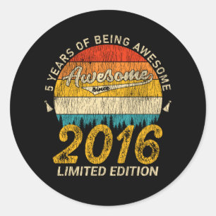 Sticker Rond 9 Ans 2016 Retro Awesome 9e anniversaire Cadeau