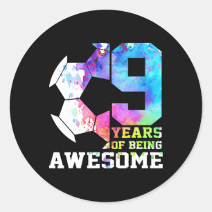 Sticker Rond 9 Ans à être Génial Foot 9e Anniversaire