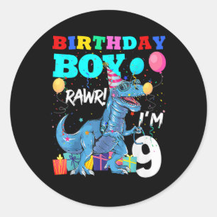 Sticker Rond 9 ans Cadeau 9e anniversaire garçon 9e anniversair