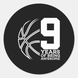Sticker Rond 9 ans d'être génial Bysketbyll 9e anniversaire