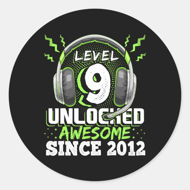 Sticker Rond 9 Déverrouillé Awesome 2012 jeu vidéo 9e anniversa (Devant)