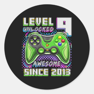 Sticker Rond 9 Déverrouillé Awesome 2013 jeu vidéo 9e anniversa