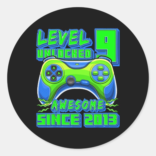 Sticker Rond 9 Déverrouillé Awesome 2013 jeu vidéo 9e anniversa (Devant)
