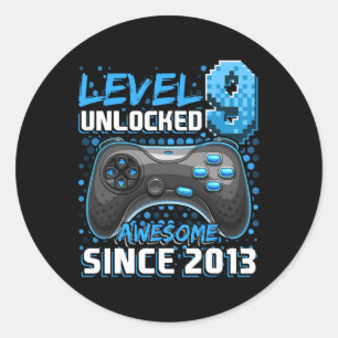 Sticker Rond 9 Déverrouillé Awesome 2013 jeu vidéo 9e anniversa