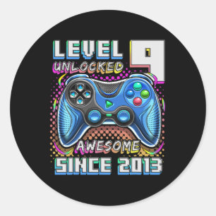 Sticker Rond 9 Déverrouillé Awesome 2013 jeu vidéo 9e anniversa