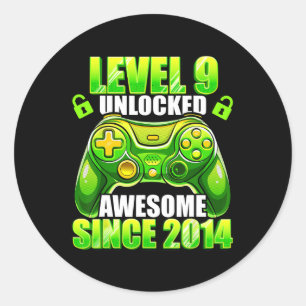 Sticker Rond 9 Déverrouillé Awesome 2014 jeu vidéo 9e anniversa