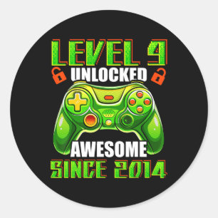 Sticker Rond 9 Déverrouillé Awesome 2014 jeu vidéo 9e anniversa