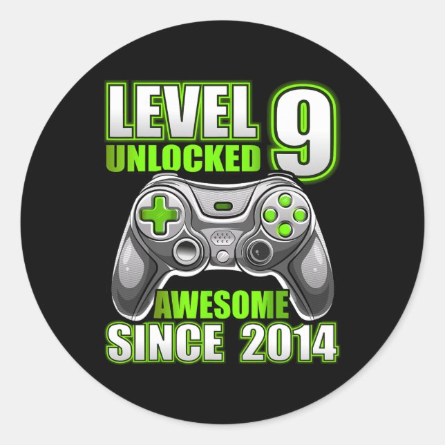 Sticker Rond 9 Déverrouillé Awesome 2014 jeu vidéo 9e anniversa (Devant)