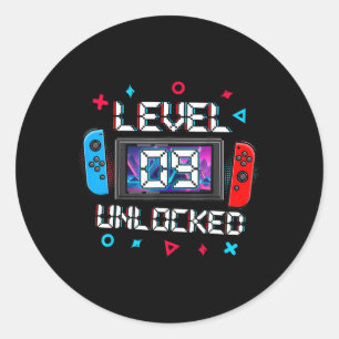 Sticker Rond 9 Joueur déverrouillé 9e Anniversaire Gift Video G