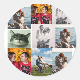 Sticker Rond 9 Photo Collage Personnalisé sur mesure