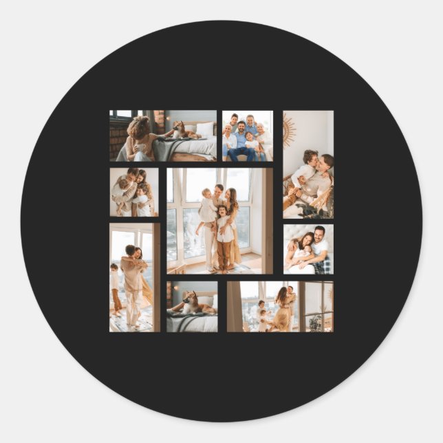 Sticker Rond 9 Photo Collage Template  (Devant)