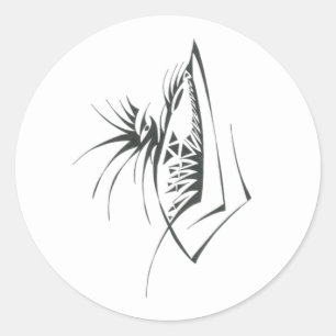 Sticker Rond 9 Tatouage Tribal Abstrait Noir et Blanc Art
