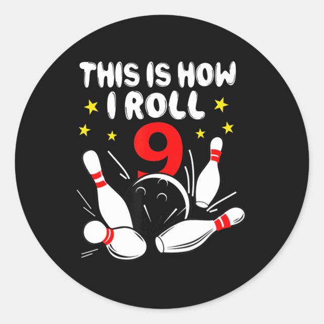 Sticker Rond 9 Year Old Bowling This (Devant)